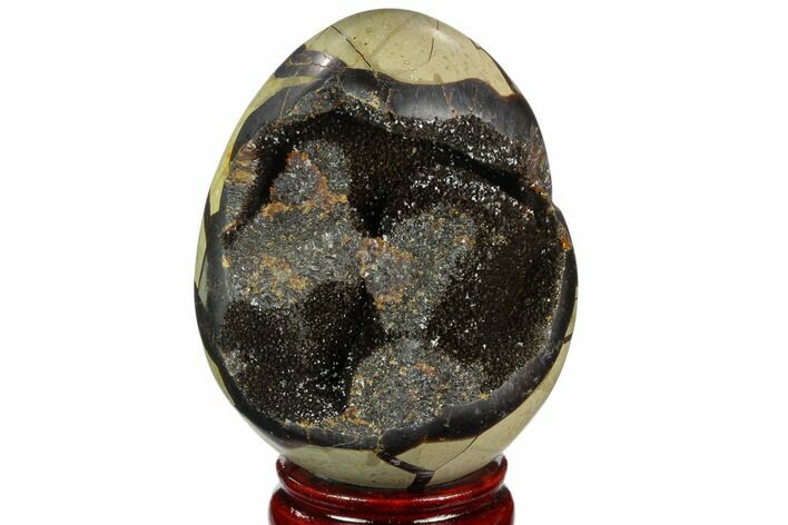 Septarian Dragon Egg Geode - Black Crystals #123033